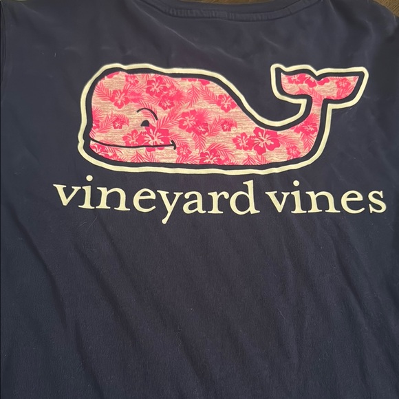 Vineyard Vines Classic Navy Tee with Pink Whale - Picture 3 of 3